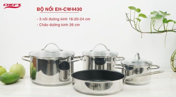 Những lưu ý khi lựa chọn nồi chảo cho bếp từ 4 Bộ nồi từ 4 chiếc EH-CW4430